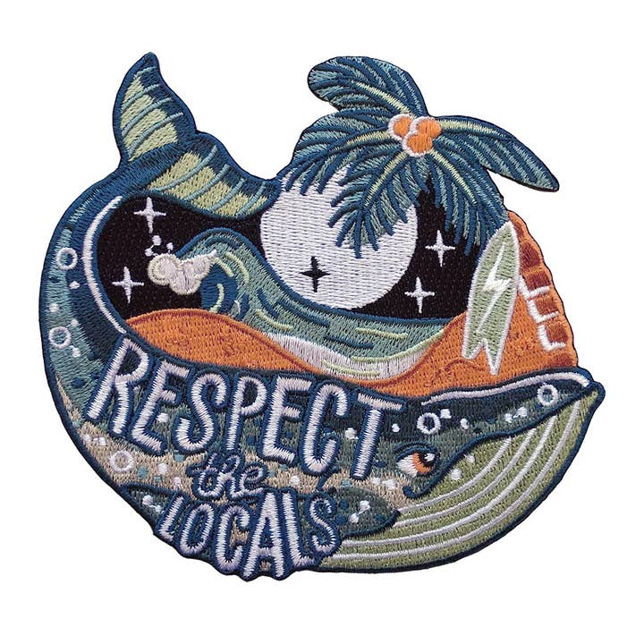 Respect the locals whale patch for wholesale by Buenas Olas