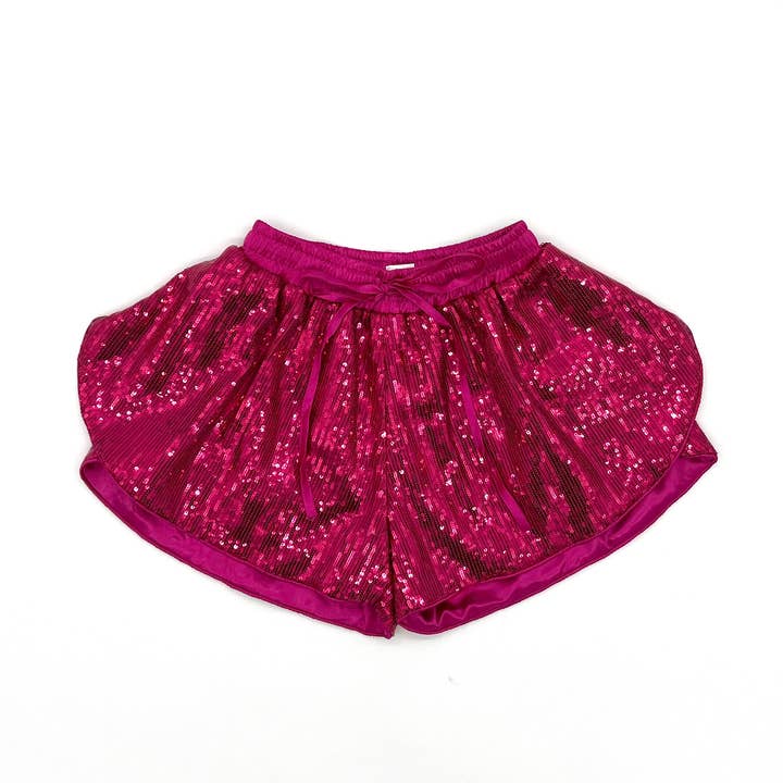 Calções de Lantejoulas Cor-de-Rosa Choque com Borboleta por atacado de Blended Spirit Children’s Clothing