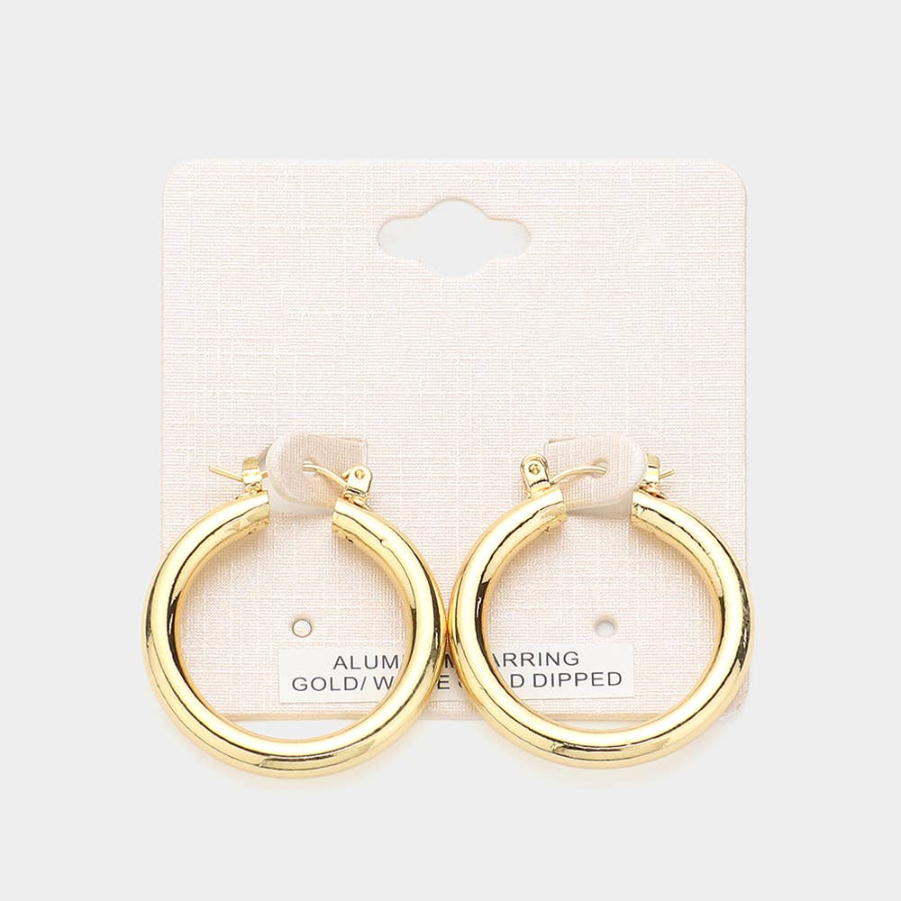 Sensibling Corp. - Wholesale Hoop Earrings - 1.25" Gold Dipped Aluminum Pin Catch Hoop Earrings
0