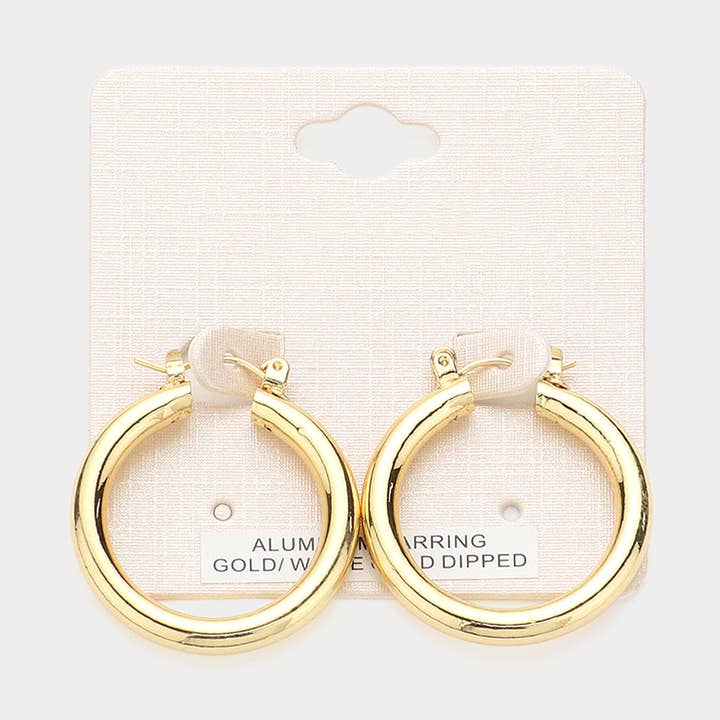 Sensibling Corp. - Wholesale Hoop Earrings - 1.25" Gold Dipped Aluminum Pin Catch Hoop Earrings
0