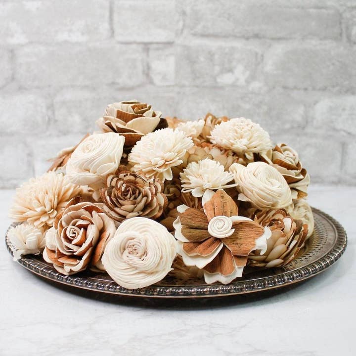 Sola Wood Flowers - Wholesale Artificial Flowers - 100 Random Assorted Wood Flowers