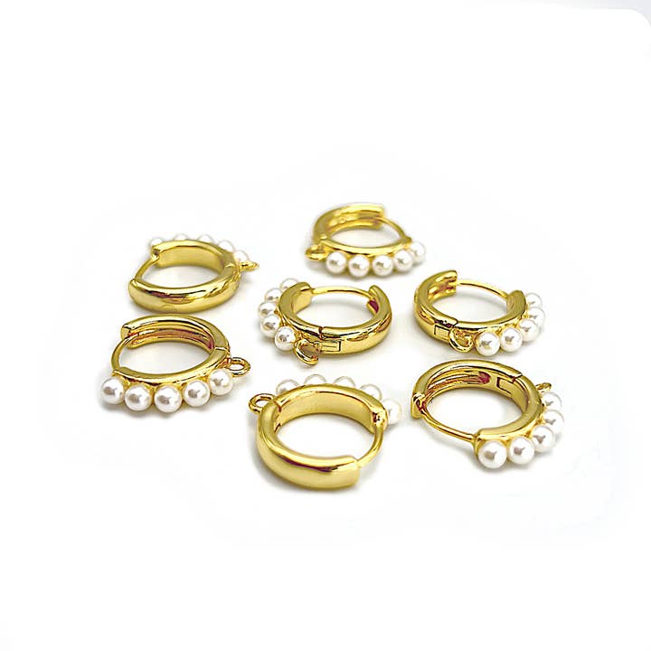 UBNY Collection - Wholesale Huggie earrings - Pearl Hoop Earring Findings • Nickel Free •18K Gold Plating 7