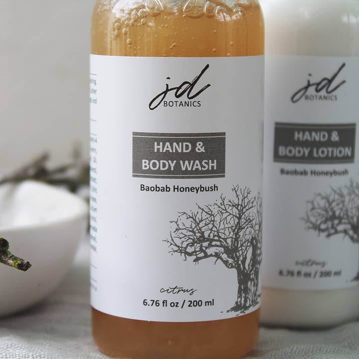 JDBotanics - Wholesale Body Wash/Shower Gel - baobab & honeybush liquid soap (6.76 fl oz / 200ml)
