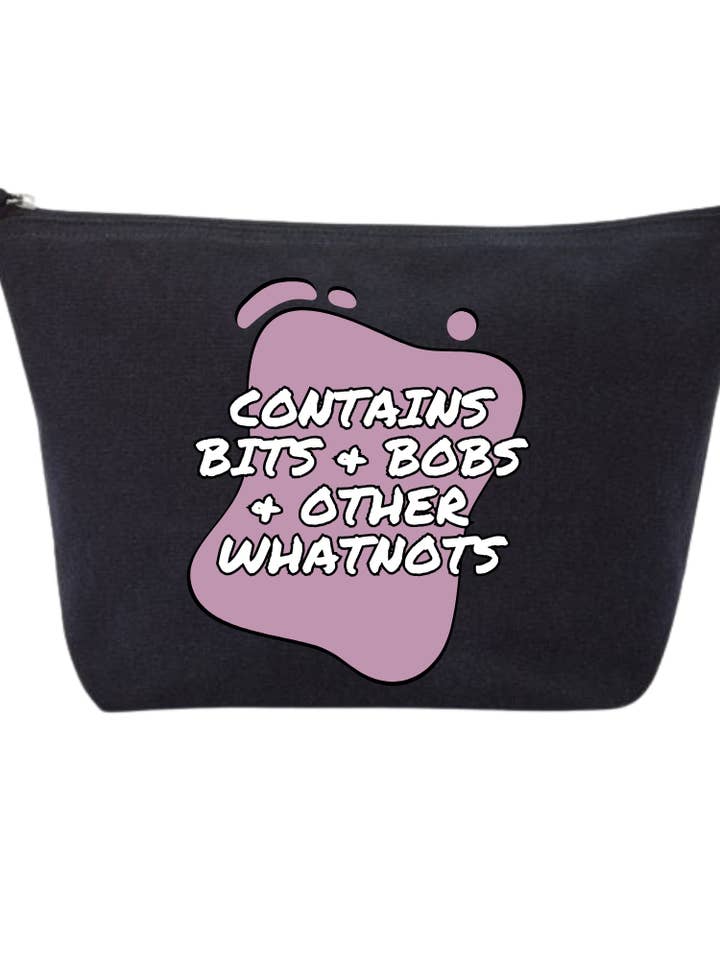 Contient des bricoles et autres trucs – Trousse d'accessoires en coton 100 % recyclé pour la vente par Reyt Designs