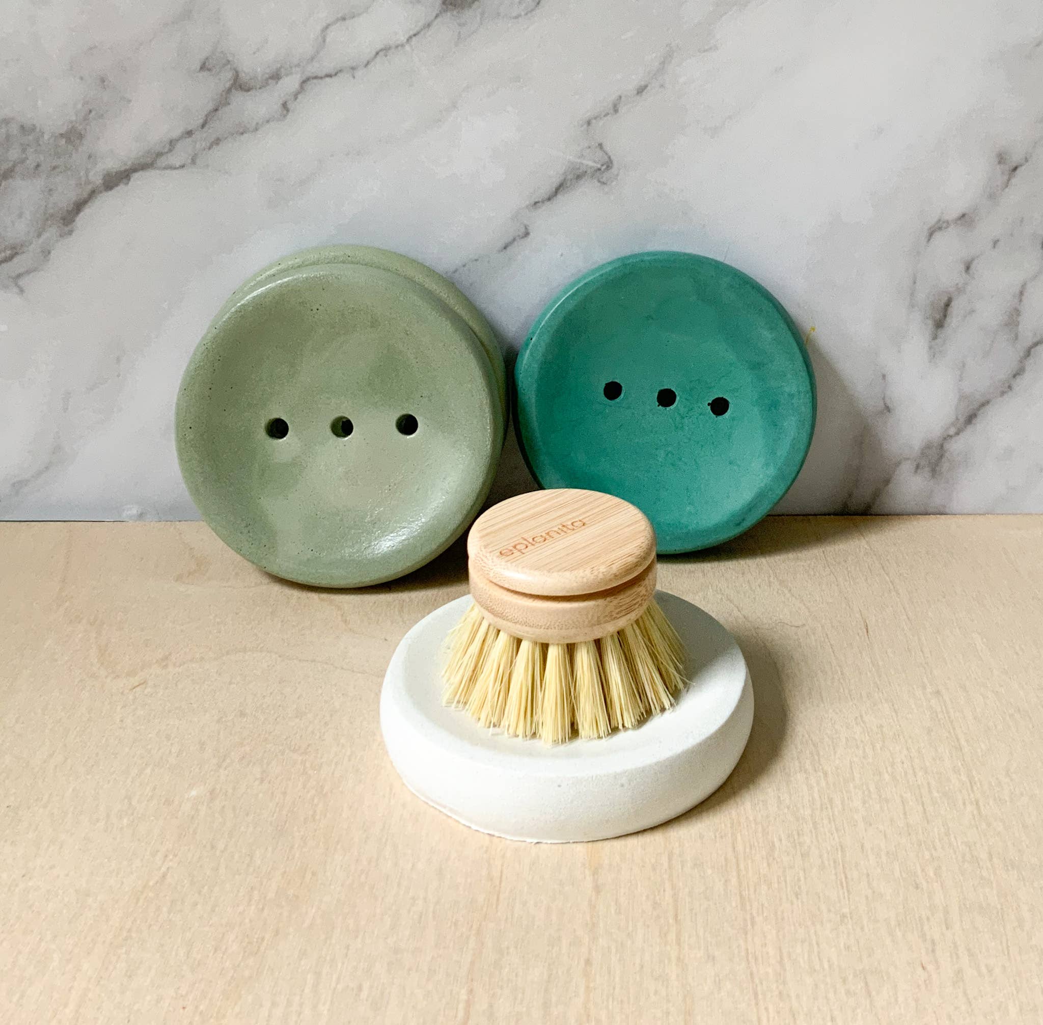 Left Corner Goods - Wholesale Bath Soap Dish - Concrete Round Soap Dish with Drainage Holes 4