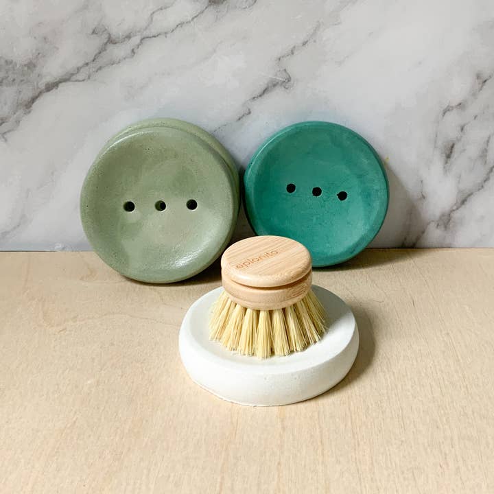 Left Corner Goods - Wholesale Bath Soap Dish - Concrete Round Soap Dish with Drainage Holes 4