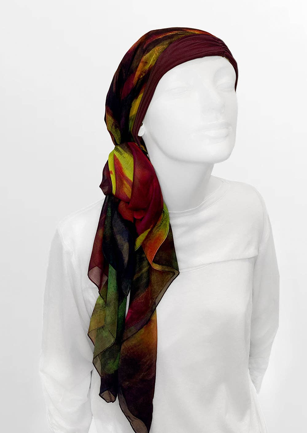 LuxCare Clothing - Wholesale Head Scarf - Women's - Fine Art Headscarf ~Wine4
