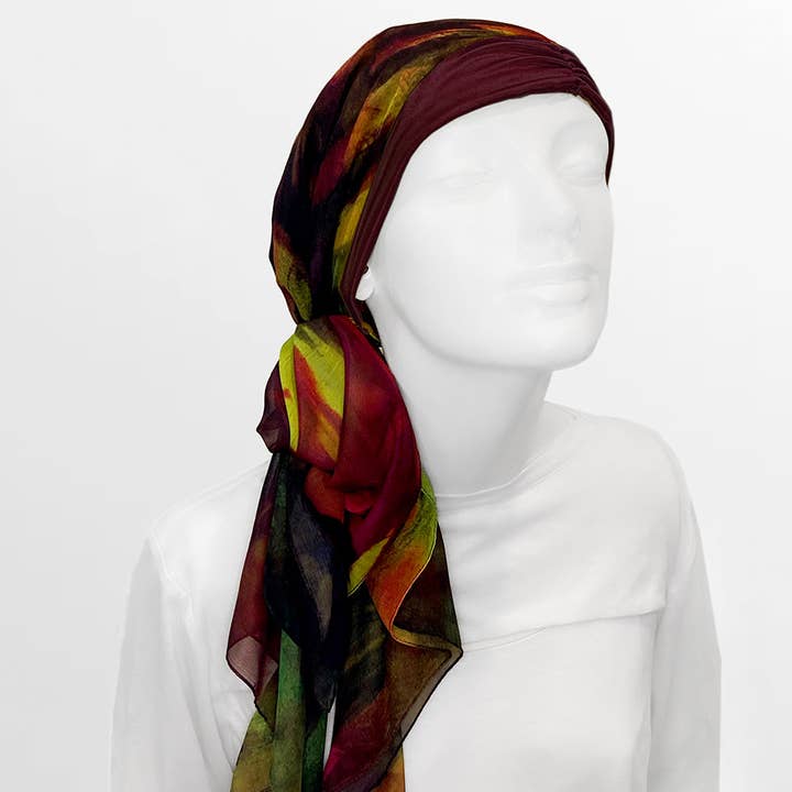LuxCare Clothing - Wholesale Head Scarf - Women's - Fine Art Headscarf ~Wine4