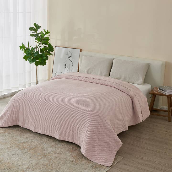 BH Collective - Wholesale Throw Blanket - Solid Cotton Waffle Weave Blanket
