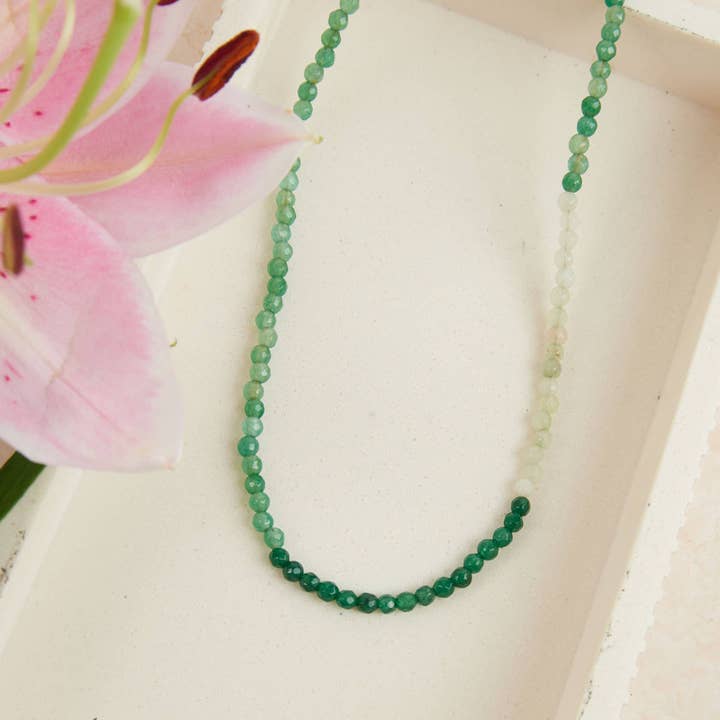 Elsie & Zoey - Wholesale Beaded/Pearl Necklace - Maren Genuine Aventurine Stone Ombre 15" Beaded Necklace10