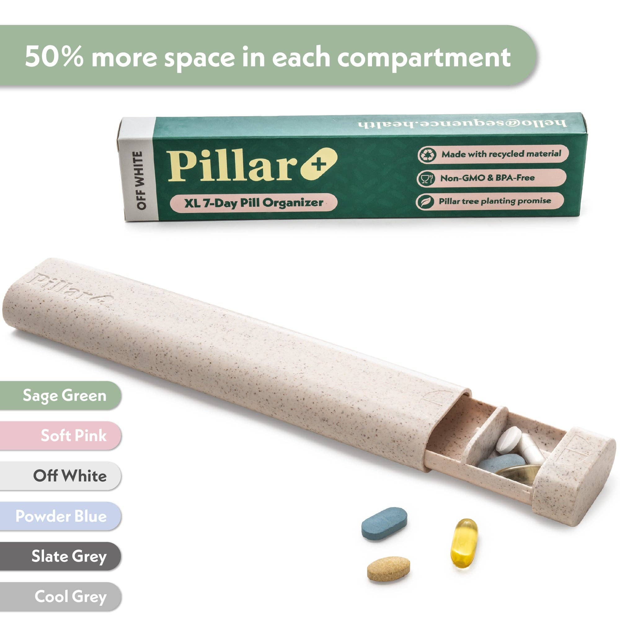 Sequence - Wholesale Pill Organizer - Pillar Plus - XL 7-Day Pill Organiser -Eco-Friendly Material1