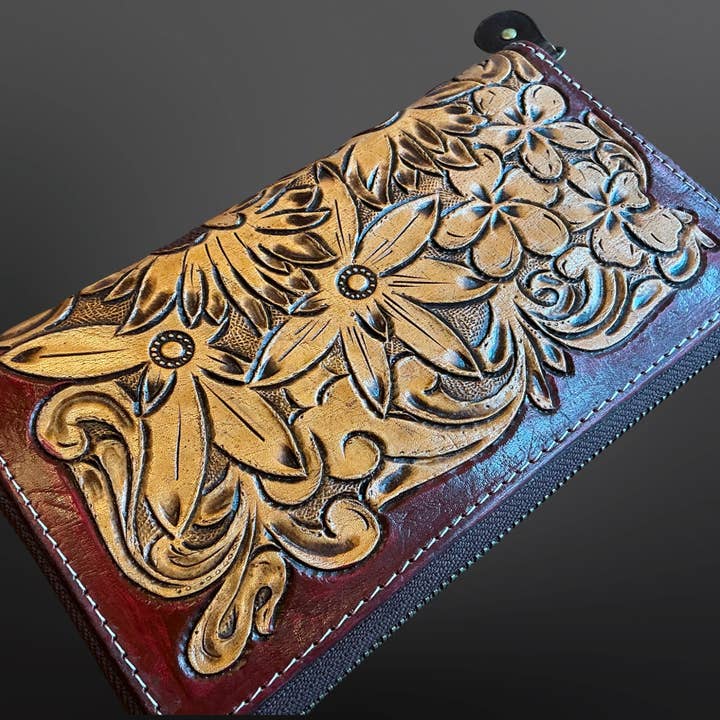 Westrian International - Wholesale Wallet - Women's - CLEARANCE Tooled Leather Western Accordion Wallet5