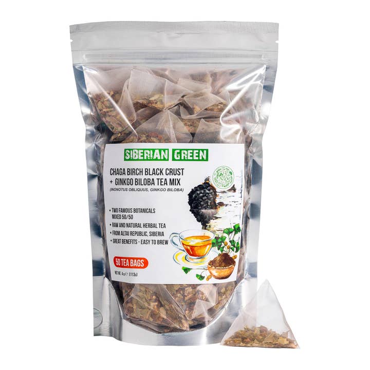 SiberianGreen - Wholesale Tea Bags - Siberian Green Ginkgo Biloba Tea with Chaga – 50 Tea Bags3