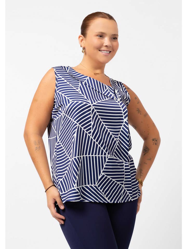 257014 - Top in bedrukte stof Lente Zomer Collectie Grote Maten voor wholesale door Teresa Cardoso Oliveira