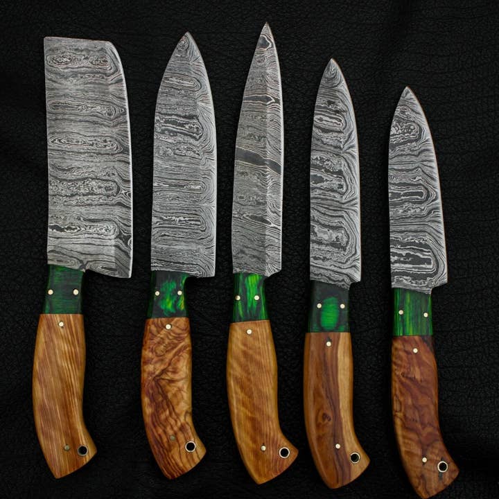 Bravohandicrafts - Wholesale Kitchen/Utility Knife - Handmade Damascus Steel Kitchen Chef Outdoor BBQ Knives.5