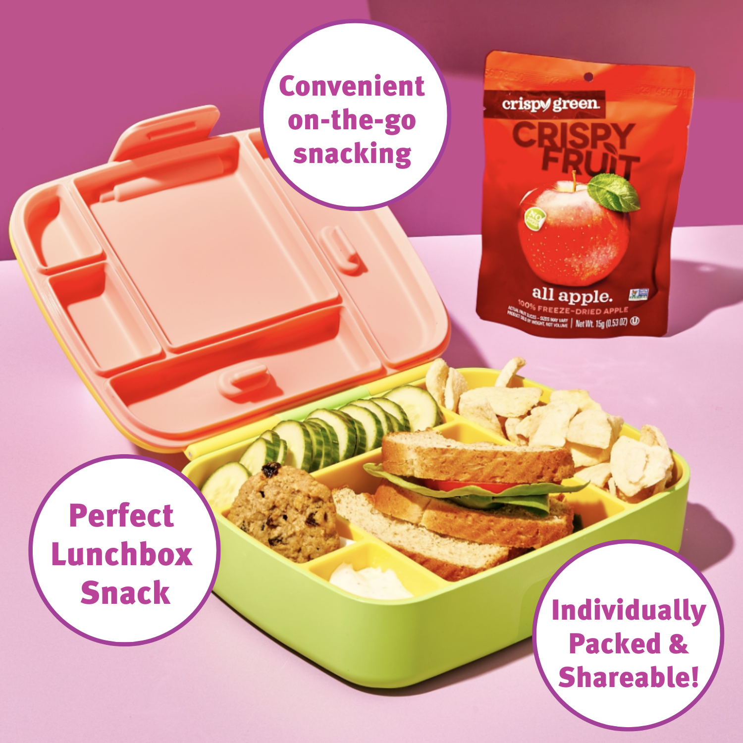 Crispy Green - Wholesale Dried/Dehydrated Fruit - Freeze Dried Apple 15g, Single6