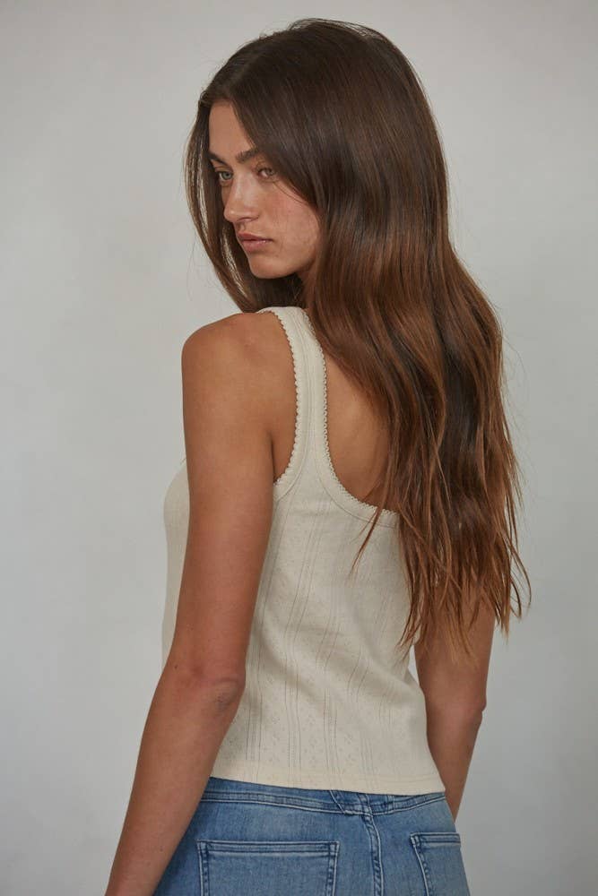 Naturlig By Together stickat linne i bomull med spetskant och knappslå för wholesale på Faire2