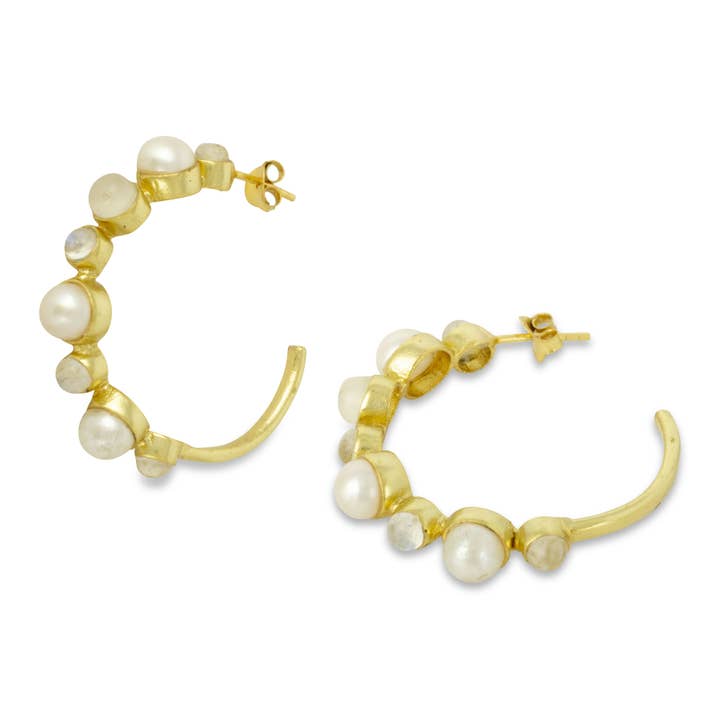 Ashiana London - Wholesale Hoop Earrings - Linden Hoop Earrings White