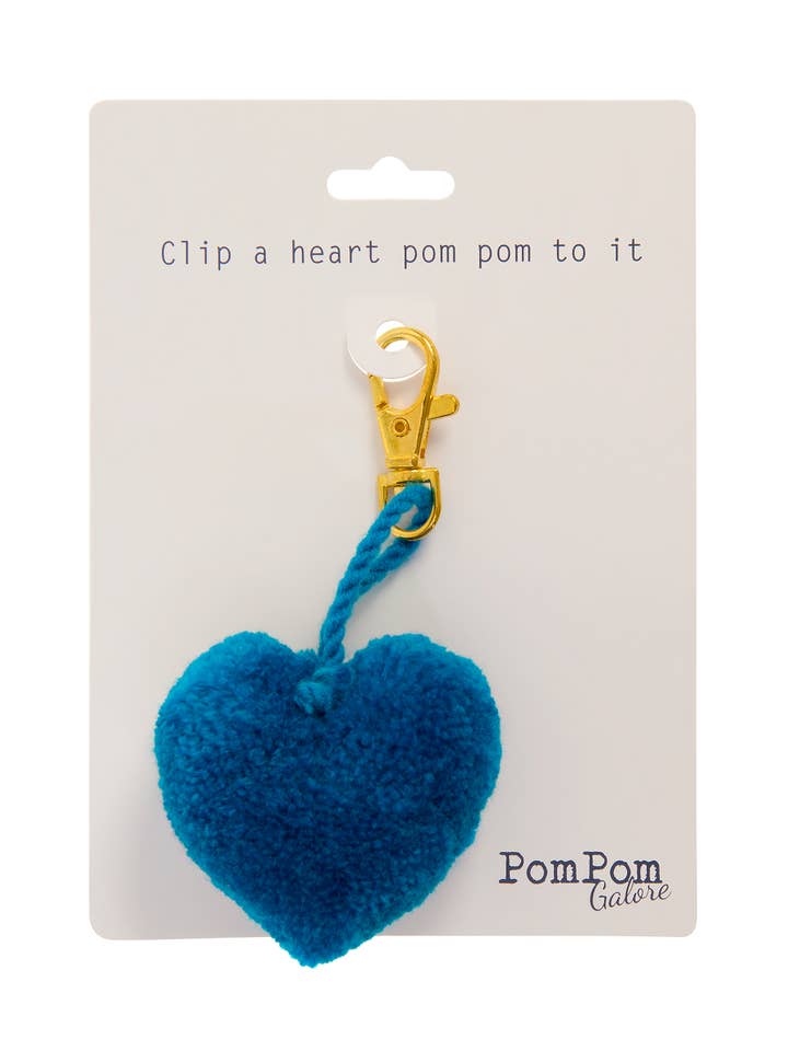 Pom Pom Heart Clip Turquoise for wholesale by PomPom Galore