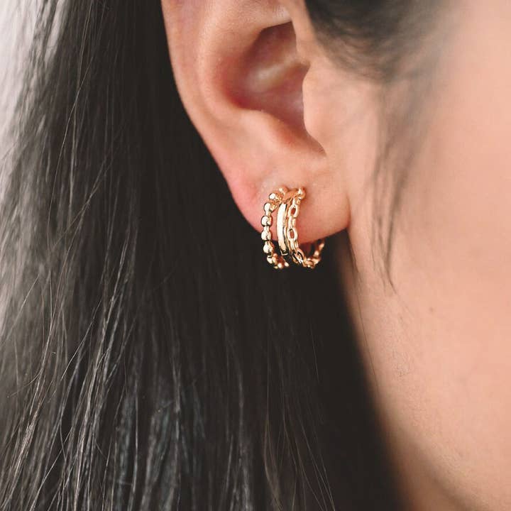 KARA | TOZER - Wholesale Hoop Earrings - Triple Huggie Hoops4