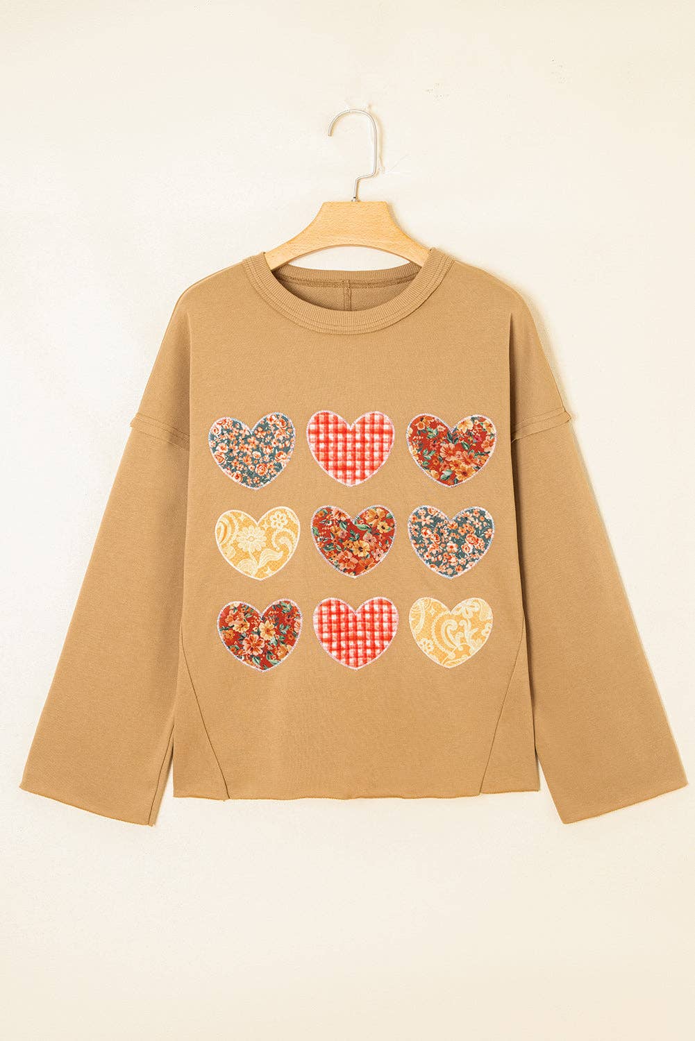 Straw Yellow Heart Stitch Reverse Seam Mineral Wash Sweatshirt for wholesale on Faire5