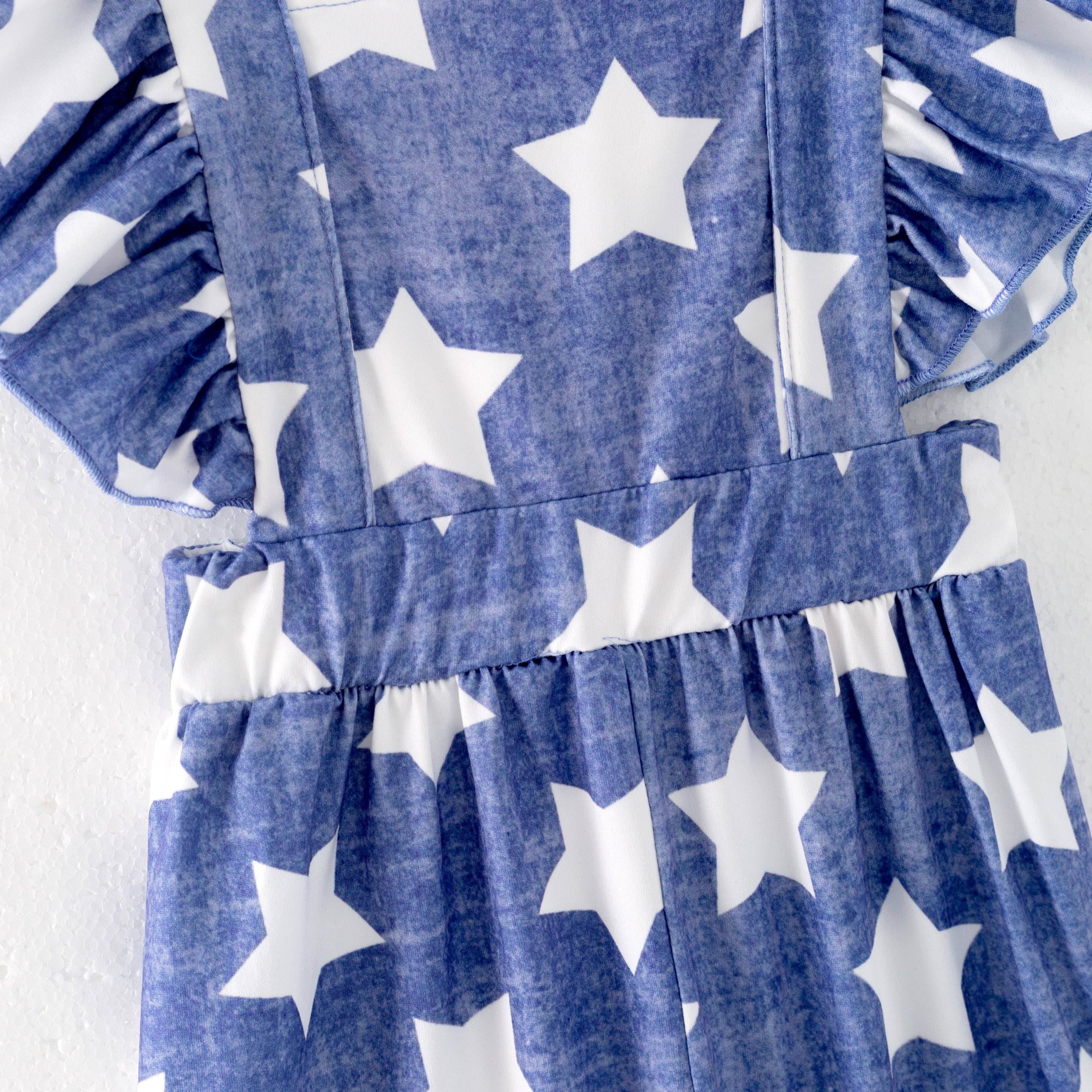 Auraquise - Wholesale Jumpsuit - Kids - Girls Summer July 4th Star Blue Jumpsuit3