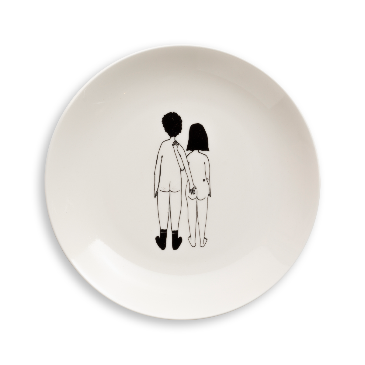 helen b – Prato por atacado – Prato de café da manhã em porcelana com casal nu ilustrado1