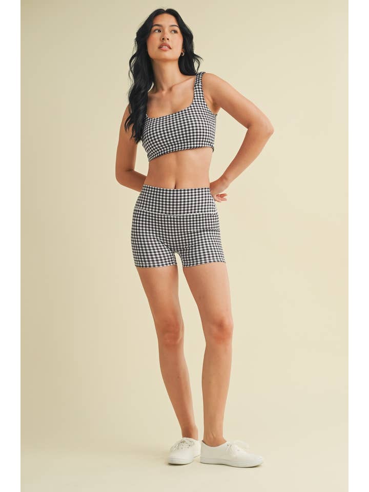 KIMBERLY C - Wholesale Athletic Shorts - Women's - Gingham Print Mid-Rise Mini Shorts21