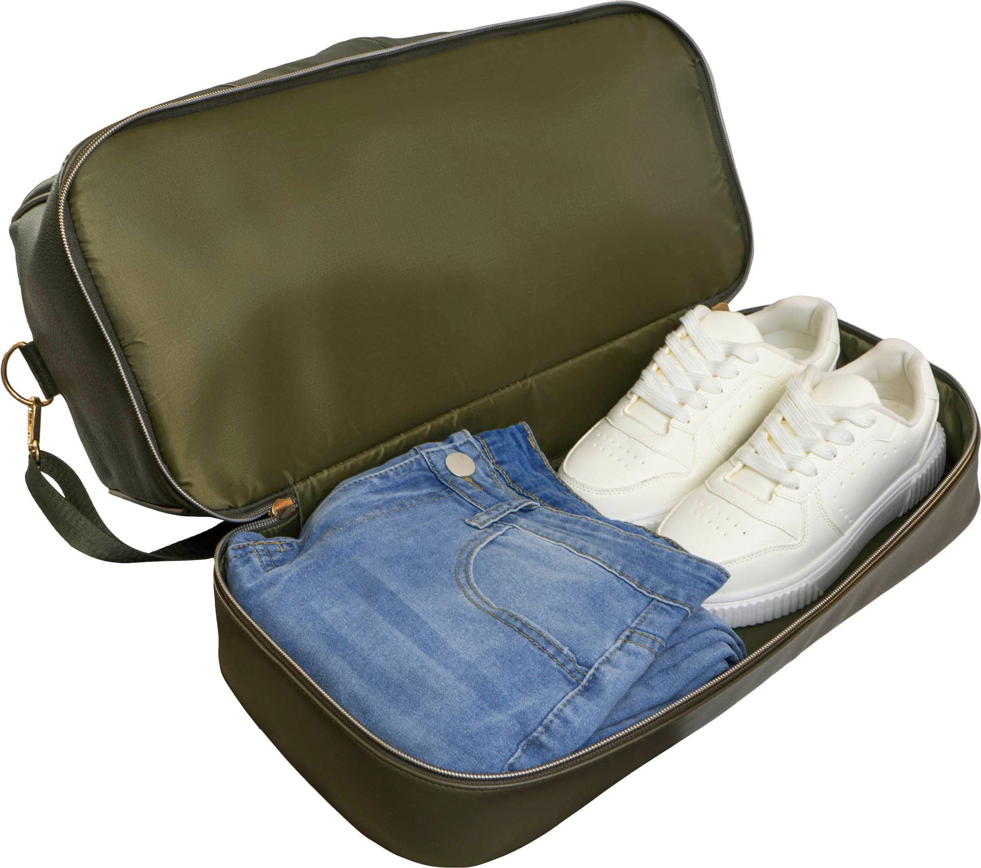 028-OLIVEN Ellen Tracy 20 tommer Pebble Grain Pocket Drop Bottom Duffel for engroshandel på Faire6