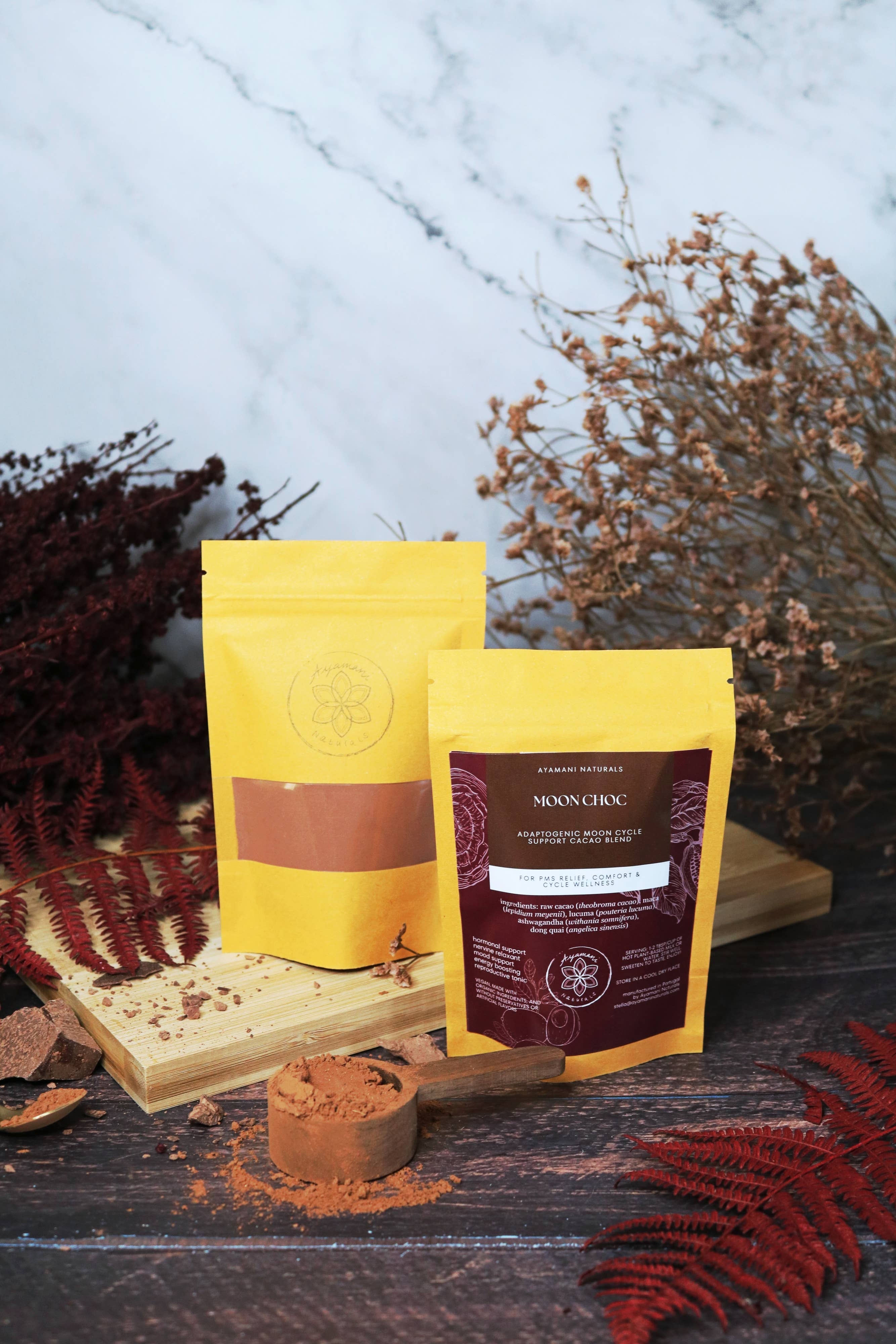 Ayamani Naturals - Wholesale Hot Cocoa Mix/Kit - Moon Choc PMS Relief Hot Chocolate, Fair Trade Cacao5
