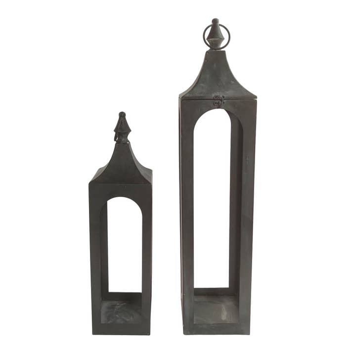 VIP Home & Garden - Wholesale Lantern - VIP Metal 6 in. Black Metal Lantern Set of 2