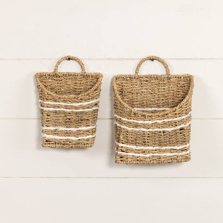 Ragon House - Wholesale Mand - SET/ 2 HANGENDE GEVLOCHTEN MANDEN1