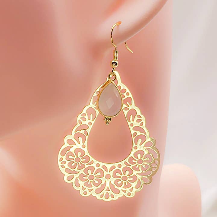 Flora ørering månestens for engroshandel hos Moira Bijoux Creation