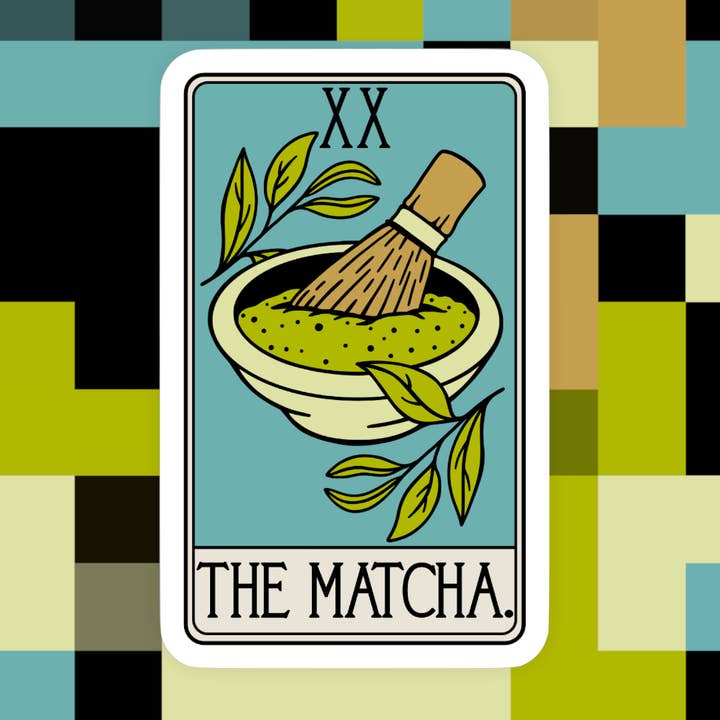 The Matcha Tarot Card Sticker for wholesale by Ace the Pitmatian Co