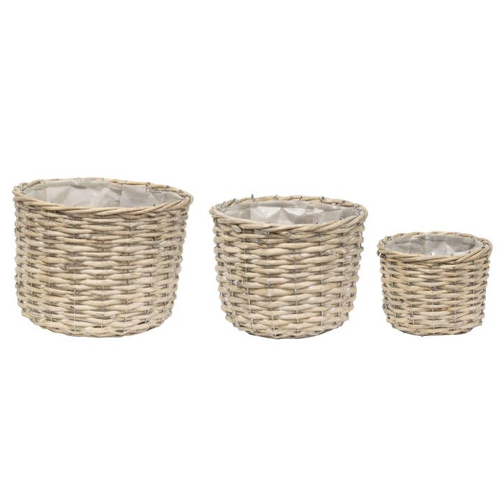 3/Set, Greywashed Willow Planter Baskets for wholesale by CWI Gifts