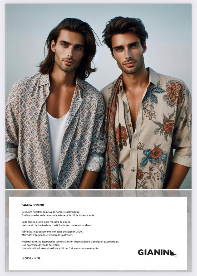 GIANIN - Vente Chemise à col boutonné – homme - Chemises homme imprimées exclusives14