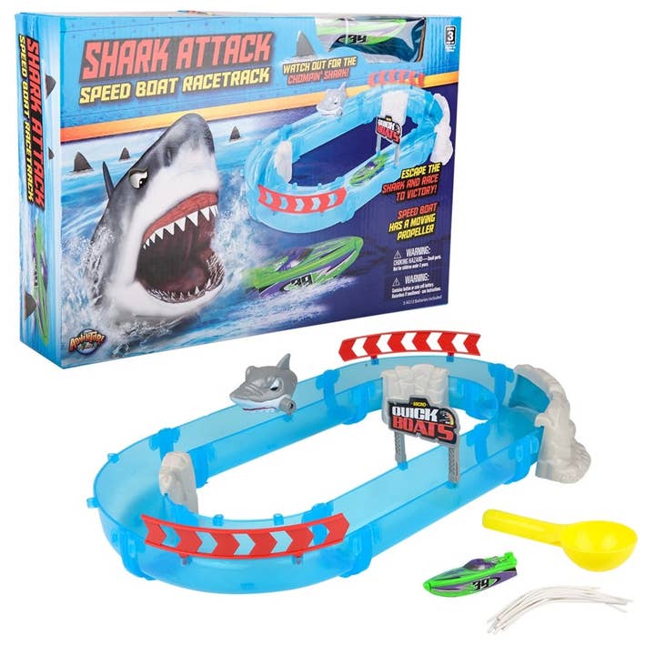 AQUA SHARK ATTACK SPEED BOAT RACETRACK LLB kids toys for wholesale by La Luna Bella - Toys