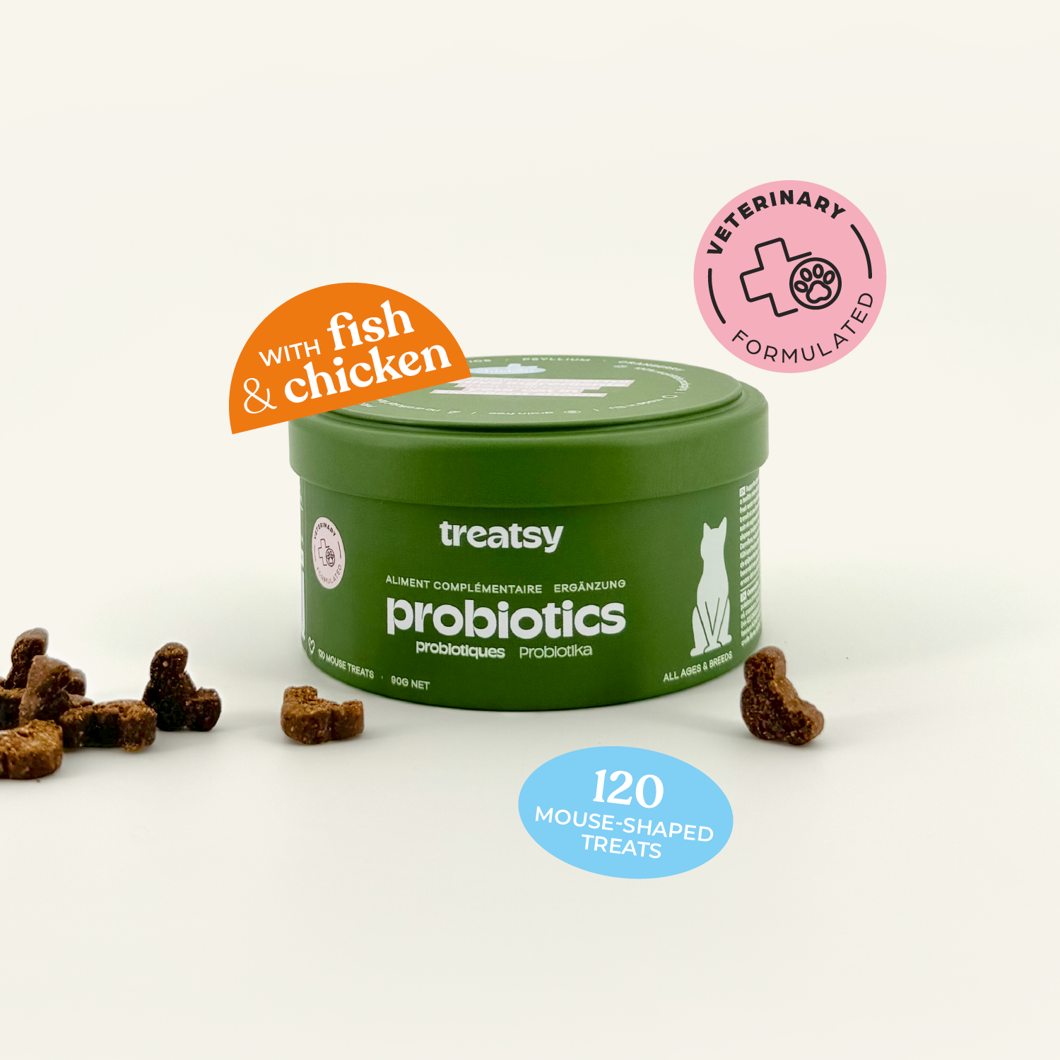 Treatsy - Vendita all'ingrosso Integratore per animali domestici - Gatti - Integratore probiotico per gatti | Consigliato dai veterinari | Pesce e pollo2