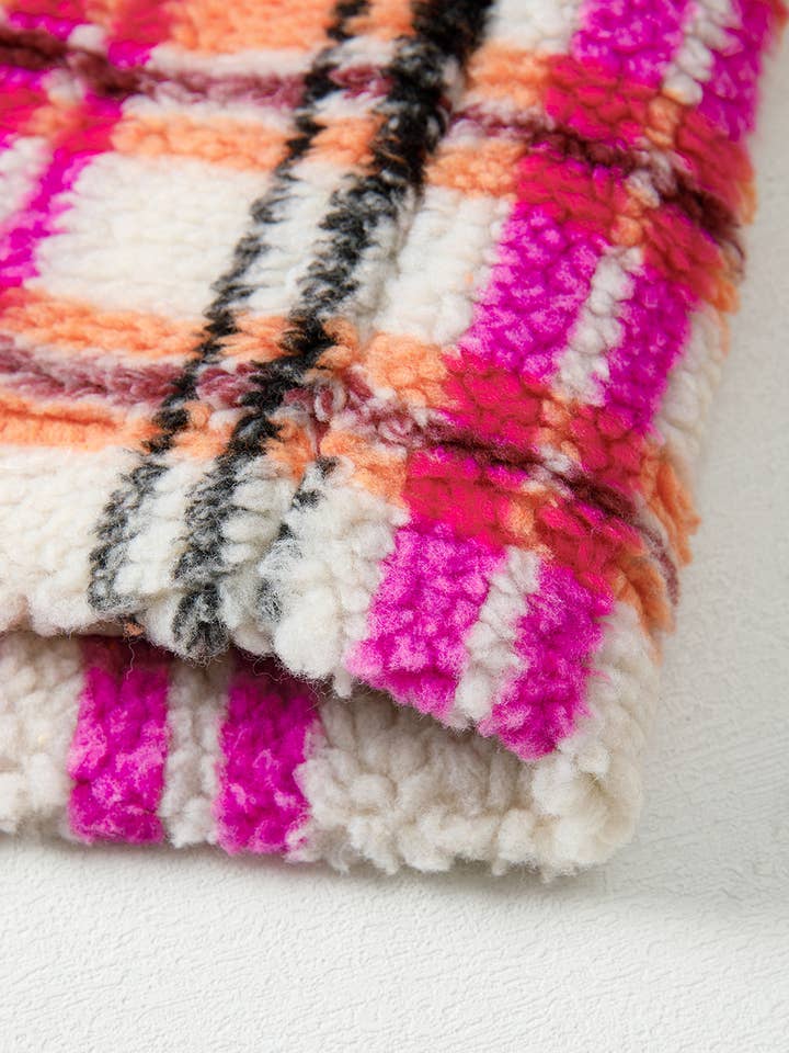 Rose Sherpa Plaid Jacket Vest for wholesale on Faire7