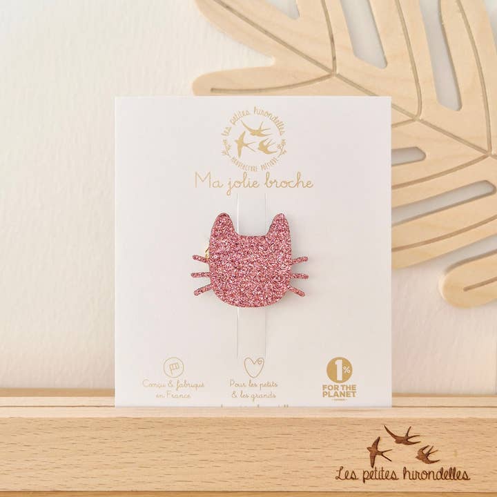 Les Petites Hirondelles - Wholesale Brooch - Glitter Brooch - Whiskered Cat3