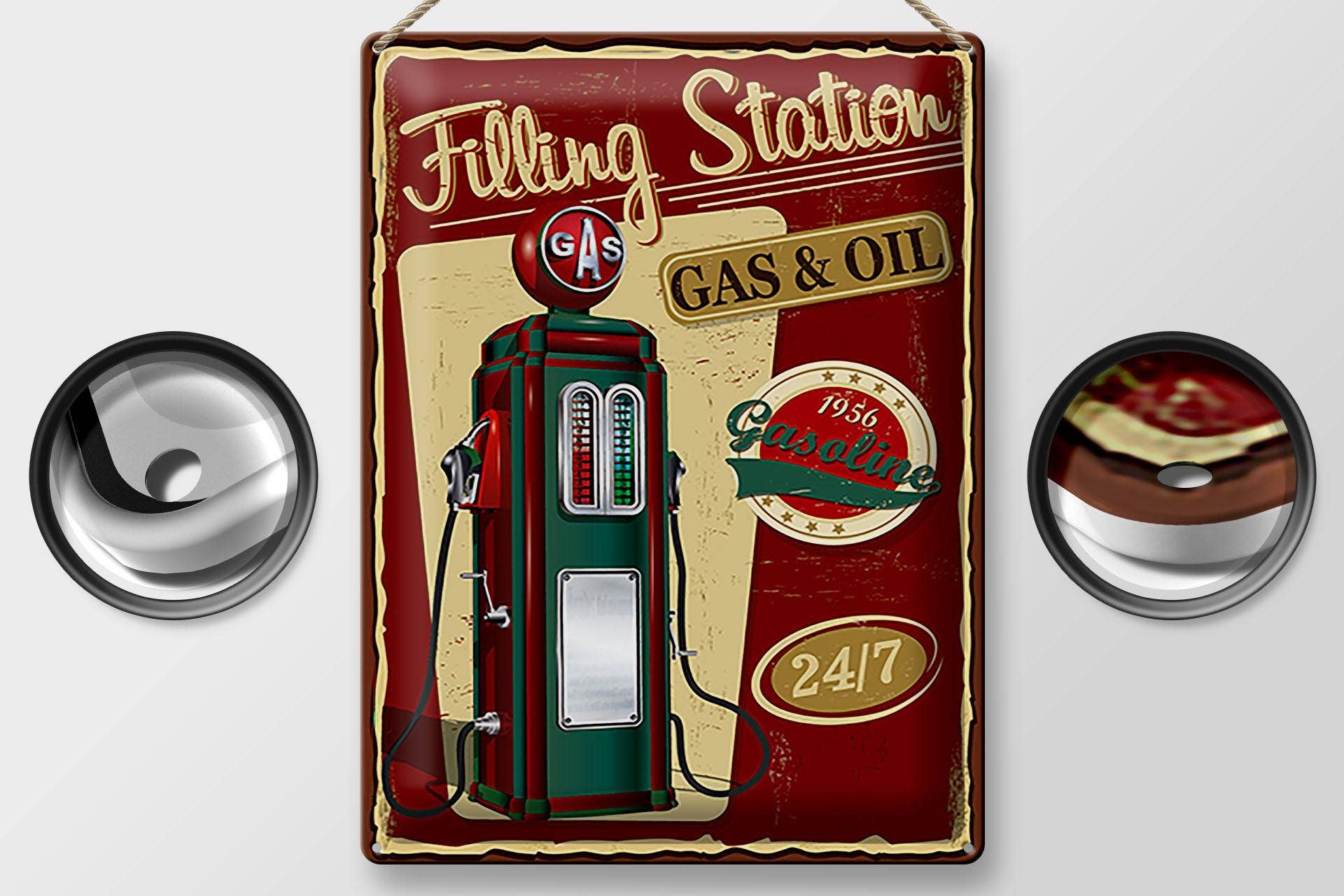 Femer – wholesale Skylt – Retro 30x40cm Bensinstation Bensin 24/7 Dekorativ skylt Plåtskylt1