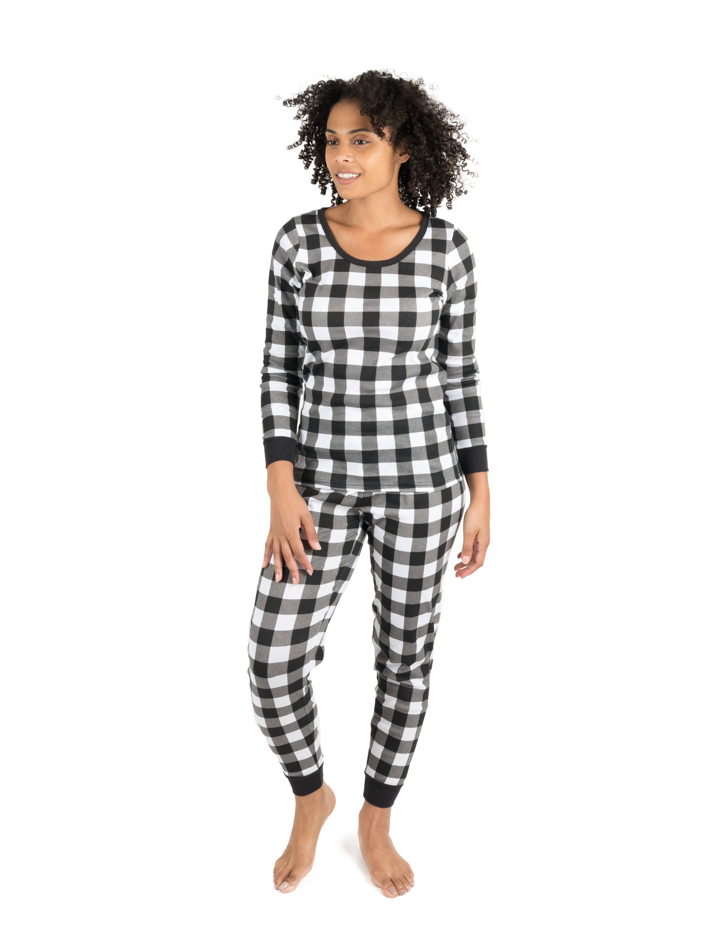 Leveret Pajamas - Wholesale Sleepwear Set - Women's - Women Two Piece Cotton Pajamas Plaid for Christmas10