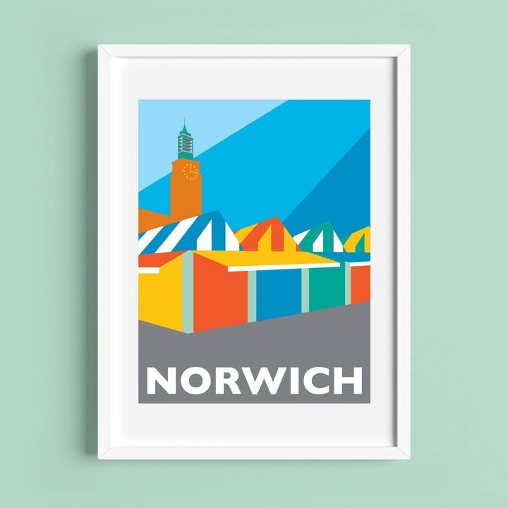 NORWICH Travel Poster Print for wholesale by Rebecca Pymar
