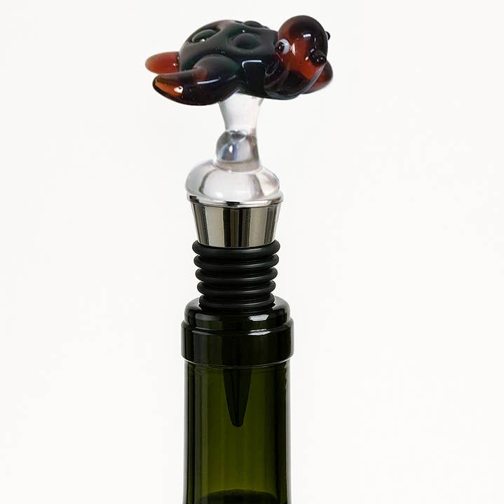 Glass Turtle Wine Topper for wholesale by Sea Creations