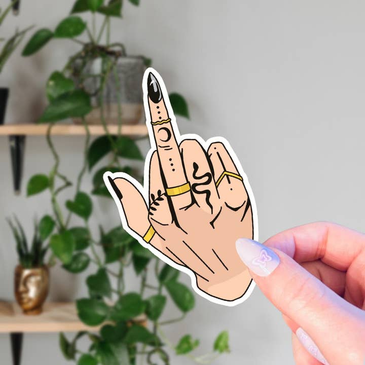 Witchy Middle Finger Sticker for wholesale by Living Noir