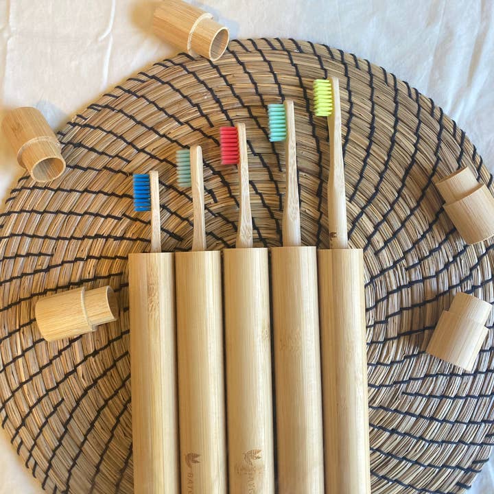 Bamboo Toothbrush With Travel Case for wholesale by BayGoGreen
