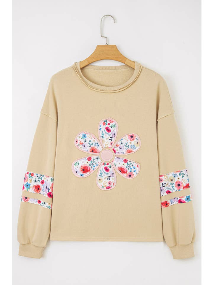 PRETTY BASH - Wholesale Sweatshirt - Women's - Floral Patchwork Long Sleeve Sweatshirt8