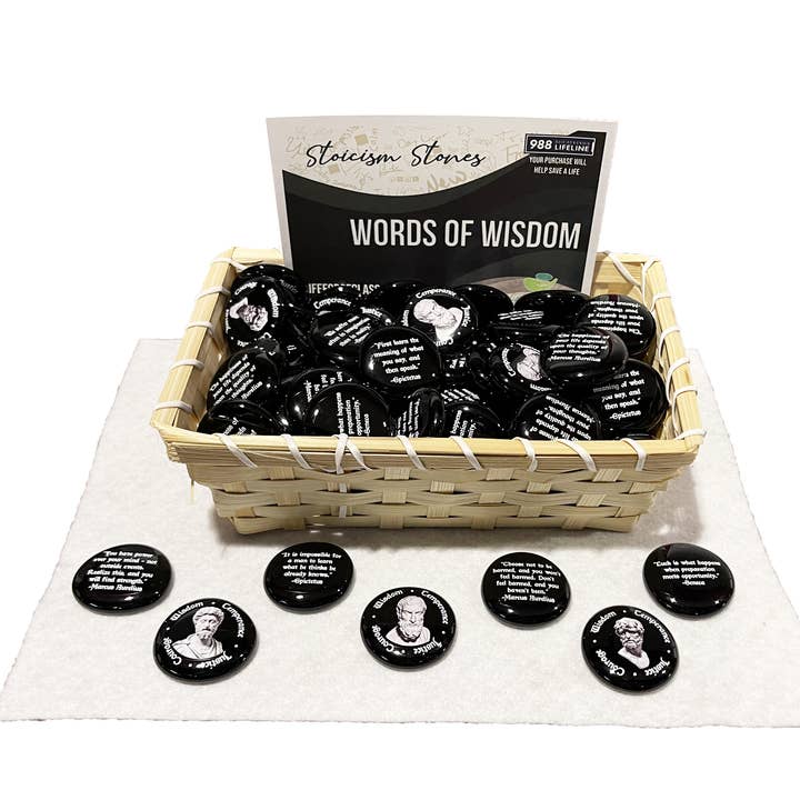 Assortiment de pierres de verre inspirantes pour le stoïcisme, 100 pièces pour la vente par Lifeforce Glass, Inc.