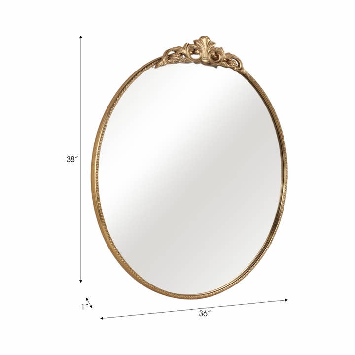 Sagebrook Home - Wholesale Wall Mirror - Metal Fleur Applique Round Wall Mirror - Gold, 38 in.1