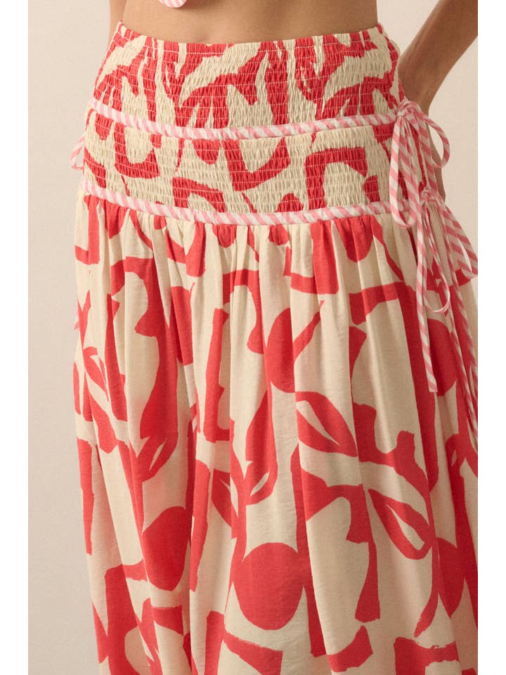 Promesa USA - Vendita all'ingrosso Gonna - Donna - Gonna lunga a balze con stampa floreale astratta4